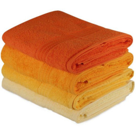 Ensemble de 4 serviettes de bain jaunes en coton 70 x 140 cm