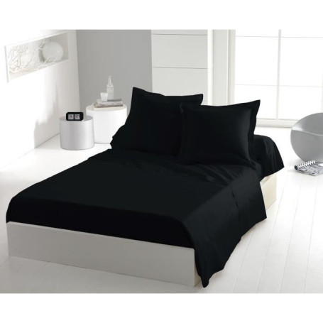 Drap Plat Microfibre Noir 180 x 290 cm - HOME LINGE PASSION