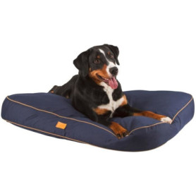 Coussin Doux pour Chiens KERBL Jerome - 100 x 70 cm - Bleu Foncé et Cognac