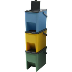 Lot de 3 Poubelles de Tri Empilables 20L - Jaune, Vert & Bleu