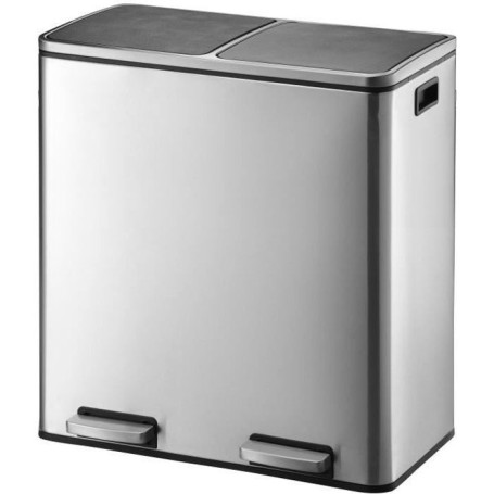 Poubelle de Cuisine à Pédale Tri Sélectif 60L - Acier Inoxydable MAJOR