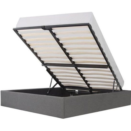 Lit coffre ECLIPSE 140x190 cm en tissu gris clair avec sommier