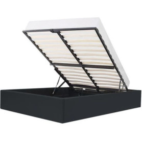 Lit Coffre Eclipse 140x190 cm en Simili Noir - Pratique et Élégant