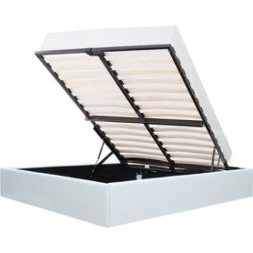Lit Coffre Eclipse 160x200 cm en Simili Blanc avec Sommier Inclus