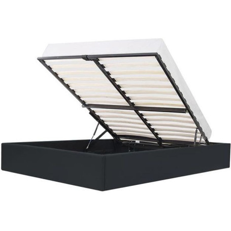 Lit adulte ECLIPSE 160x200 cm avec coffre de rangement en simili noir