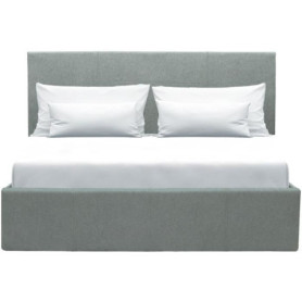 Lit Coffre Adulte MARTIN - 140x190 cm - Gris Clair avec Sommier à Lattes