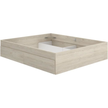 Lit Double LAGO 140x190 cm avec 4 Tiroirs en Chêne