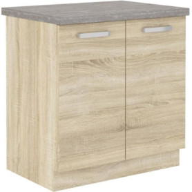 Meuble bas 2 portes battantes en chêne sonoma - 80 cm