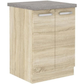 Meuble bas contemporain 2 portes chêne sonoma - L 60 cm