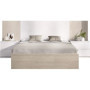 Lit adulte LOMA avec chevets intégrés - 160x200 cm - Chêne naturel et blanc