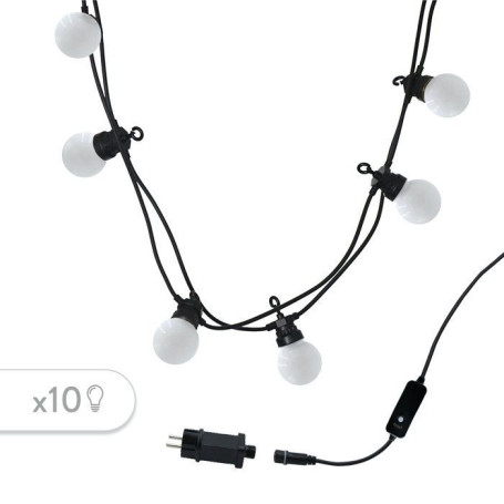 Guirlande Lumineuse Extérieure Party Milky 10 - 10 Globes LED Blanc Chaud - 5,7 m