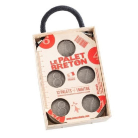 Jeu de Palet Breton MECABOIS - 12 Palets en Fonte + 1 Maître