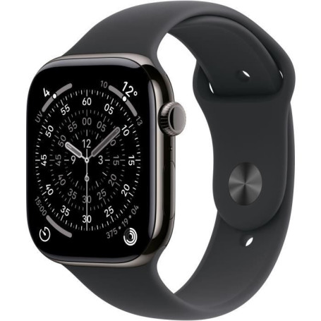 Apple Watch Series 11 GPS + Cellular 42mm - Boîtier Titane Slate avec Bracelet Sport Noir
