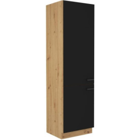 Colonne de Rangement MODENA 2 Portes - 60 cm en Chêne Artisan et Noir Mat