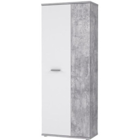Armoire à chaussures contemporaine effet béton et blanc mat - 69 cm