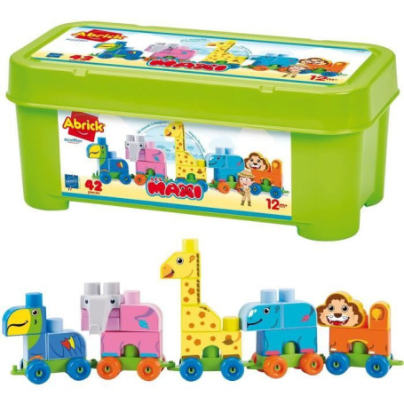 Coffret de Construction Train du Zoo - 42 Pièces avec Animaux