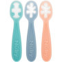 Lot de 3 cuillères en silicone pour bébé - NUBY - Rose, Bleu et Vert