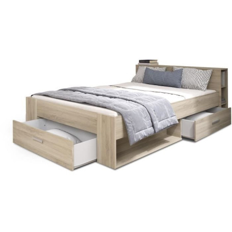 Lit adulte moderne 160 x 200 cm en chêne Kronberg - Demeyere
