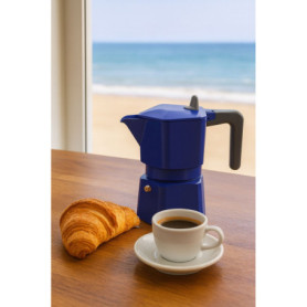 Cafetière Italienne Pezzetti Pentaexpress en Aluminium - 6 Tasses - Bleu Élégant