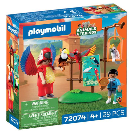Set Playmobil Zoo : Mascotte Perroquet Coloré et Enfant Amusant