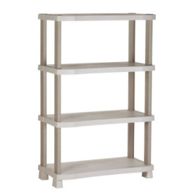 Étagère modulable en plastique beige - 4 niveaux - 90 x 45 x 141 cm