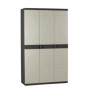 Armoire haute PLASTIKEN Titanium 3 portes - Noir et Beige