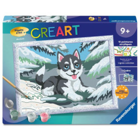 Kit de Peinture par Numéros Ravensburger - Huski Neige 18x24cm