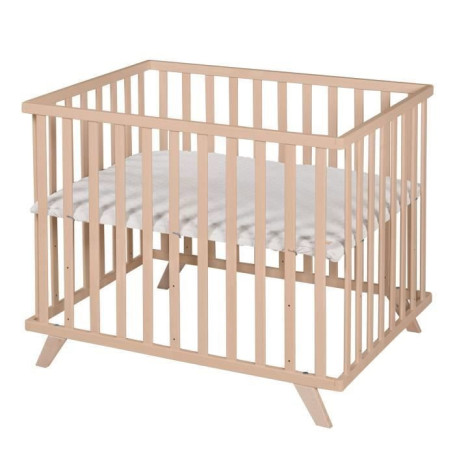 Parc Bébé ROBA en Bois Naturel avec Tapis 'Lil Planet' Gris - 75 x 100 cm