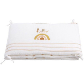 Tour de lit adaptable Sunlight en coton écru avec motifs arc-en-ciel