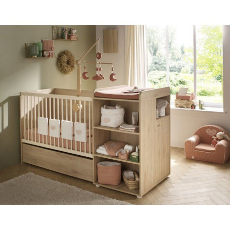 Lit combiné évolutif Adele 120x60 cm en Hêtre - SAUTHON