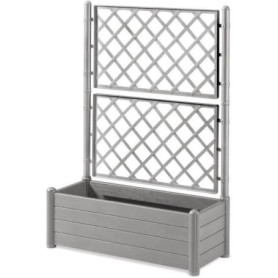 Bac à Fleurs Rectangulaire Italia avec Treillis - Stone Gris 100x43xH.142cm