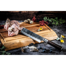 Planche à Découper Antidérapante en Acacia avec Gouttière et Poignée - 50 x 35 cm