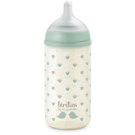 Biberon en verre Birdies SUAVINEX avec tétine SX Pro - 240 ml - Vert