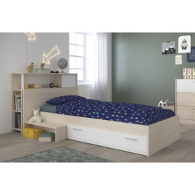 Ensemble Lit CHARLEMAGNE avec Tête de Lit et Rangement - Style Contemporain