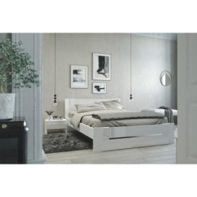 Lit adulte contemporain EDEN en blanc brillant - 140x190 cm