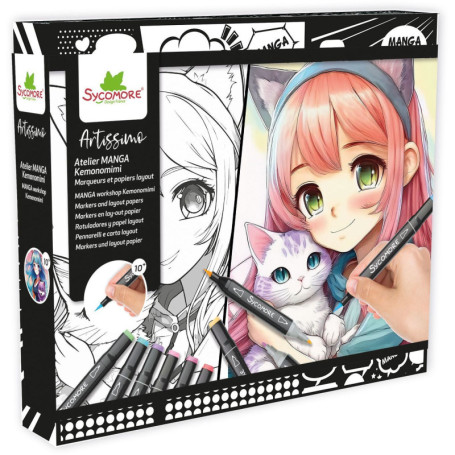 Coffret créatif Kemonomimi avec marqueurs - SYCOMORE