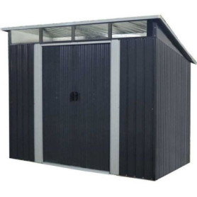 Abri de jardin en métal 4,61 m² avec kit d'ancrage - Gris