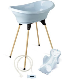 Pack Baignoire THERMOBABY VASCO 5 en 1 - Fleur Bleue, Fabriqué en France
