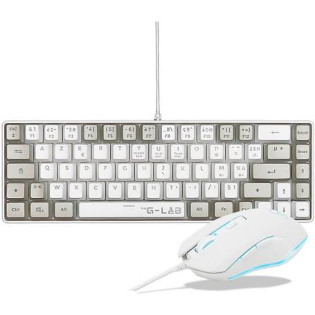 Pack Gaming Combo Hydrogen - Clavier AZERTY et Souris Filaire Blanc/Gris