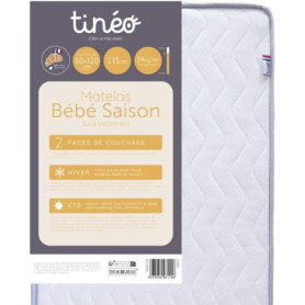 Matelas Bébé Évolutif TINEO 60x120 cm - Confort Été/Hiver