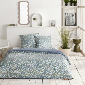 Parure de lit Sunshine - TODAY - Coton floral bleu - 220x240 cm