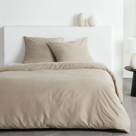 Parure de lit Essential beige effet crépon - 220x240 cm - 2 personnes
