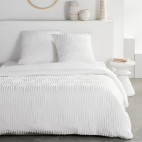 Parure de lit Essential TODAY - Housse de couette 220x240 cm et 2 taies - Effet tufté blanc