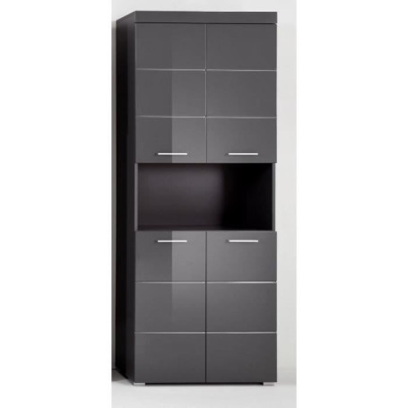 Colonne de Salle de Bain Amanda - Double avec 4 Portes et Niche - Gris