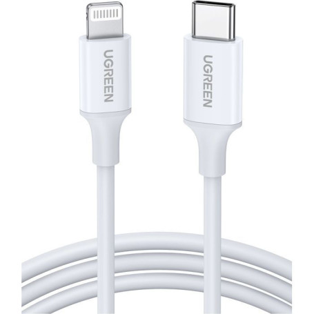 Câble Lightning UGREEN en Silicone USB-C 1m - Blanc Durable