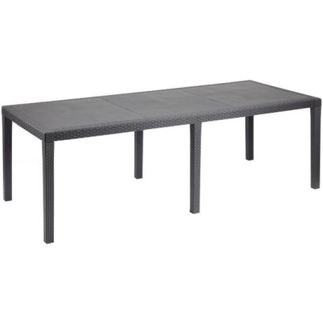 Table de Jardin Queen en Rotin Anthracite - 220 x 90 cm