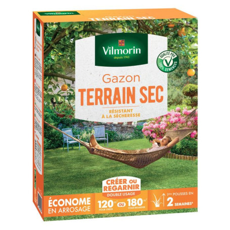 Gazon Vilmorin Terrain Sec 3 kg - Idéal pour Jardins Arides