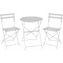 Ensemble Bistrot ELORA - Table Ronde Pliable et 2 Chaises en Acier Gris
