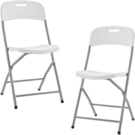 Lot de 2 chaises pliantes TERRANOVA en acier blanc