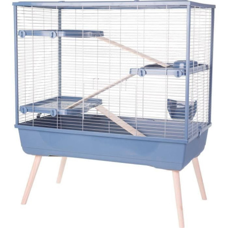 Cage surélevée pour lapin ZOLUX Néolife - 3 étages, bleu, 99 x 54 x 114 cm